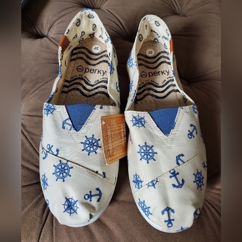 Perky Nautical print Espadrilles size 8 Womens
